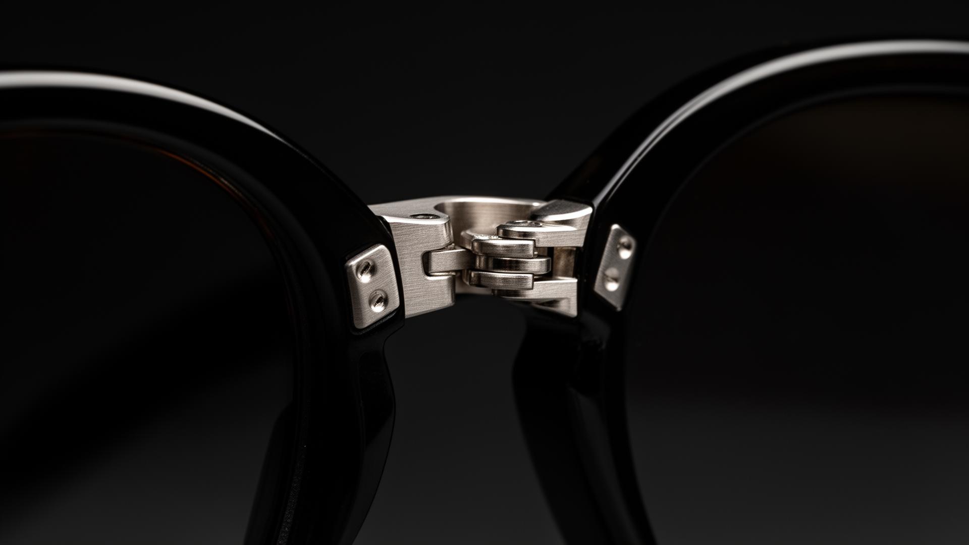 Macro detail of Vyzor titanium spring hinge